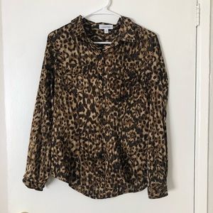 Calvin Klein button down blouse in leopard size small